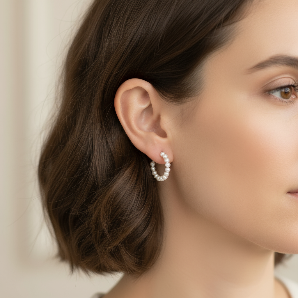 Silber-Halbcreole mit Perlen