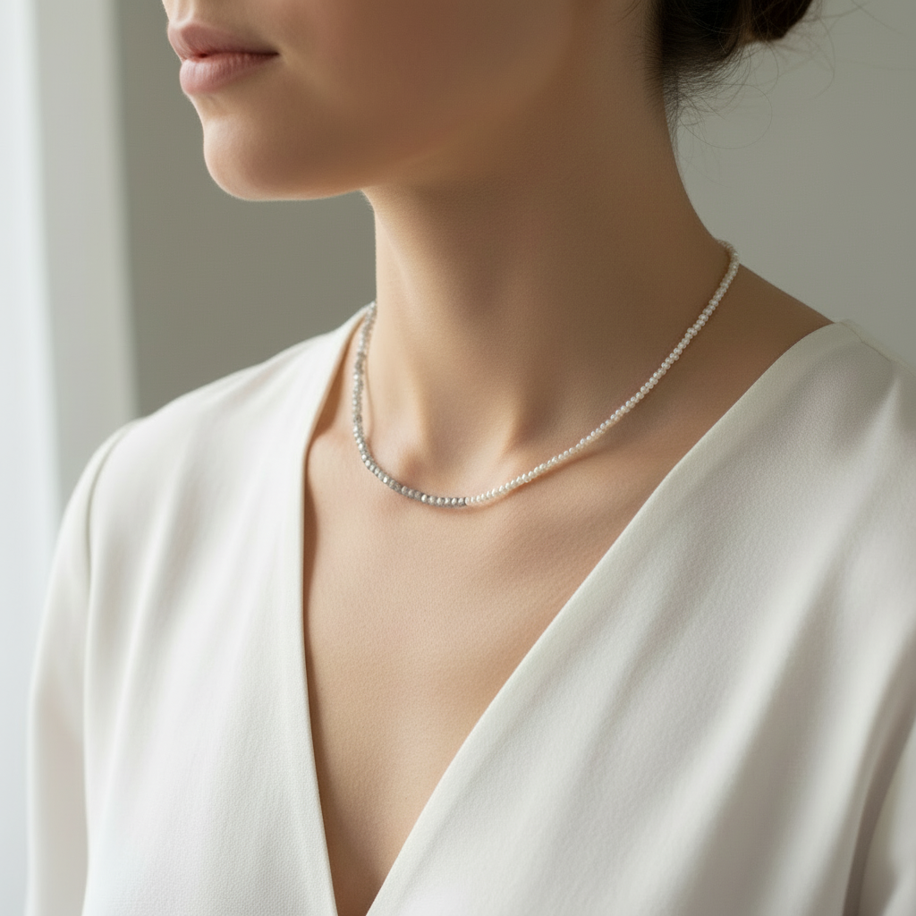 Perlenkette mit Labradorit-Steinen