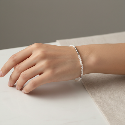Perlenarmband mit Labradorit-Steinen, Detailansicht