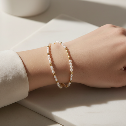 Perlenarmband mit Gold oder Silber Kugeln