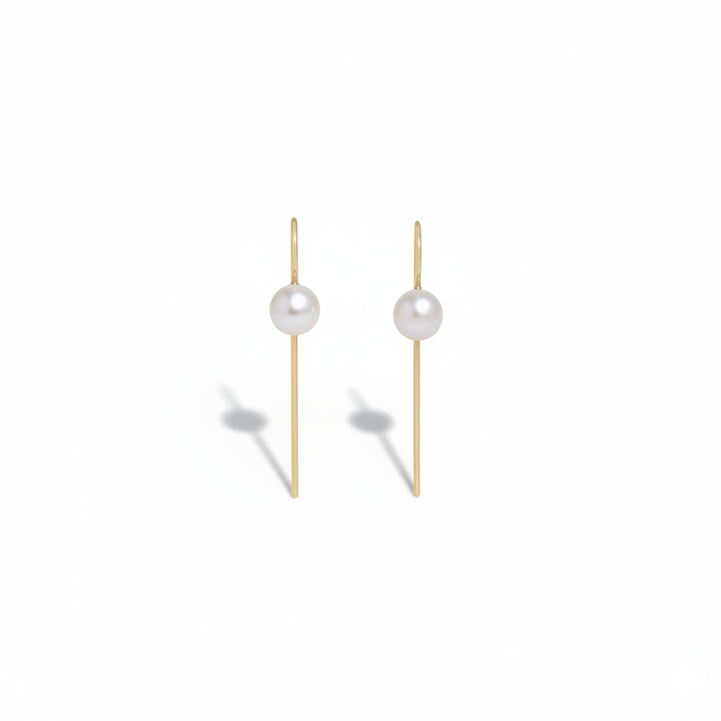 Frontale Ansicht Perlenohrringe mit Süßwasserperlen – VALLÉE