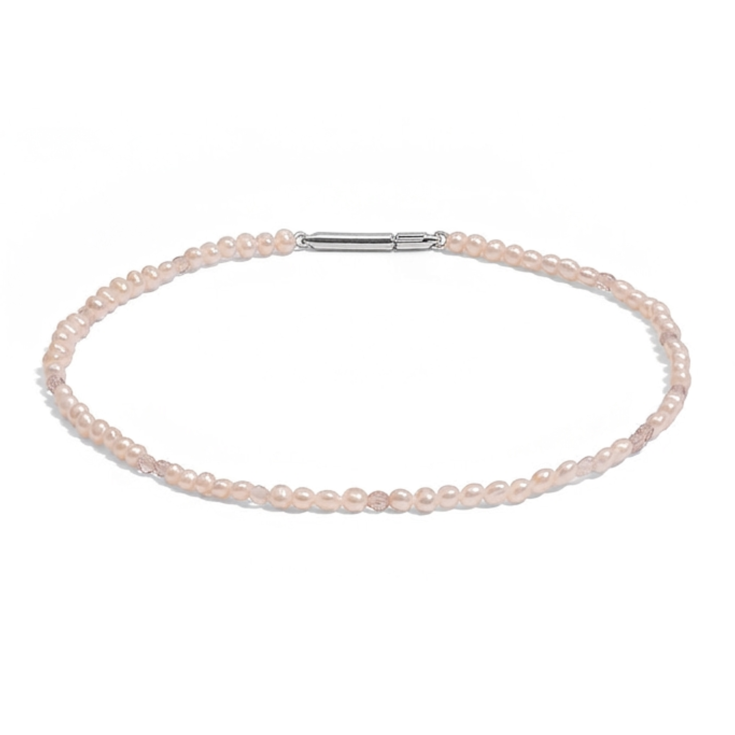 Perlenarmband mit Labradorit-Steinen aus Süßwasserperlen und Edelstahl