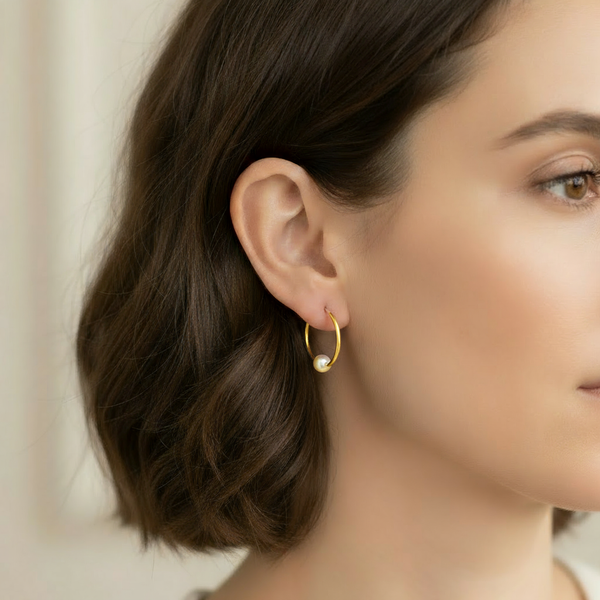 Goldcreolen mit Perle aus Echtgold