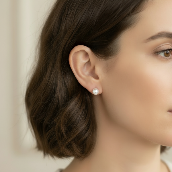 Echte Perlen-Ohrstecker mit 585 Gelbgold