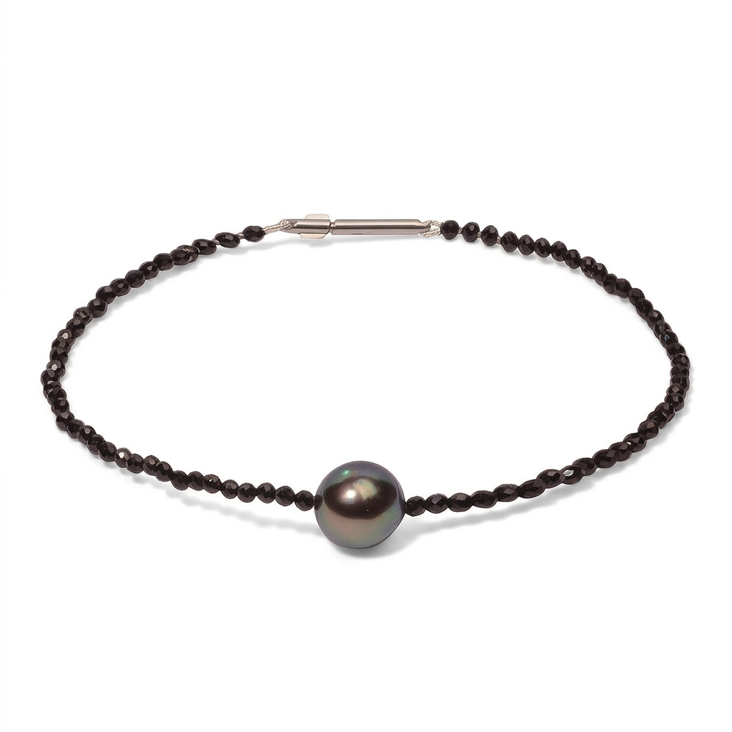 Perlenarmband mit Tahiti-Perle und Spinell